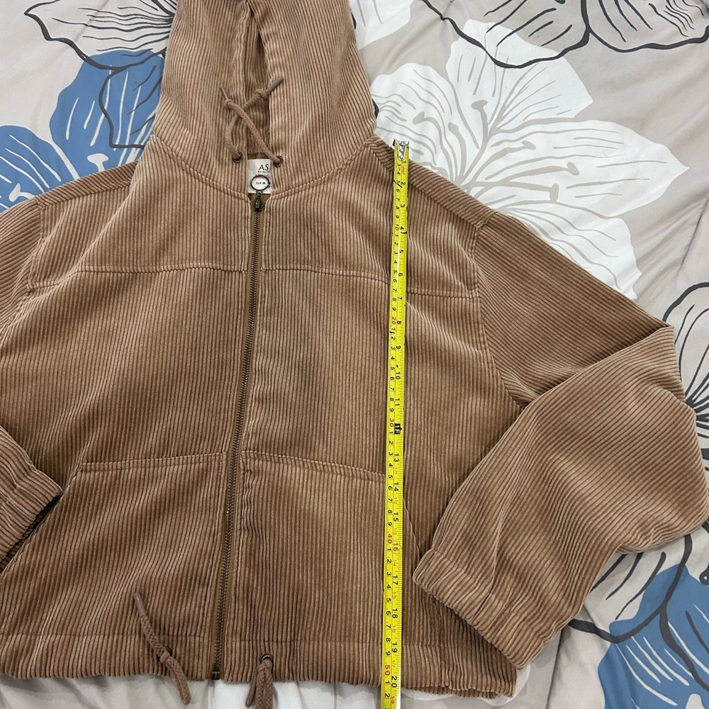 ASHLEY • Tan Corduroy Hoodie Jacket • sz Med - Picture 8 of 10